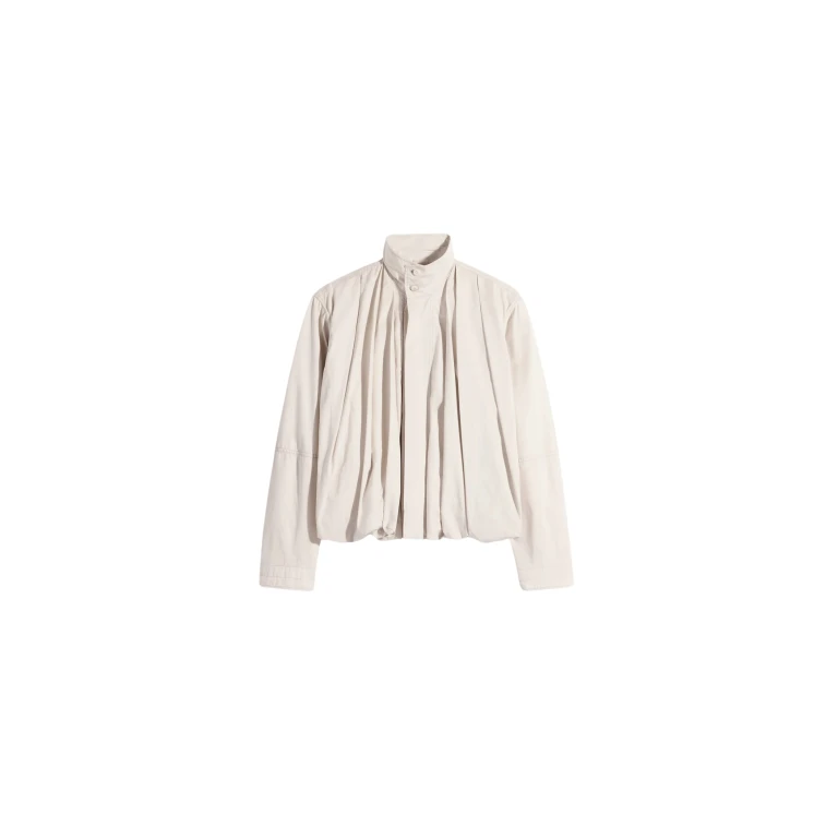 Lemaire Soft Pleated Blouson in Cotton Satin - Jackets - Parisian Minimalist Luxury at Luxury Shoes 