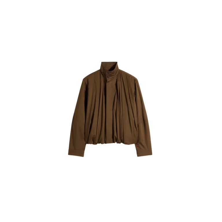 Lemaire Soft Pleated Blouson in Cotton Satin - Jackets - Parisian Minimalist Luxury at Luxury Shoes 