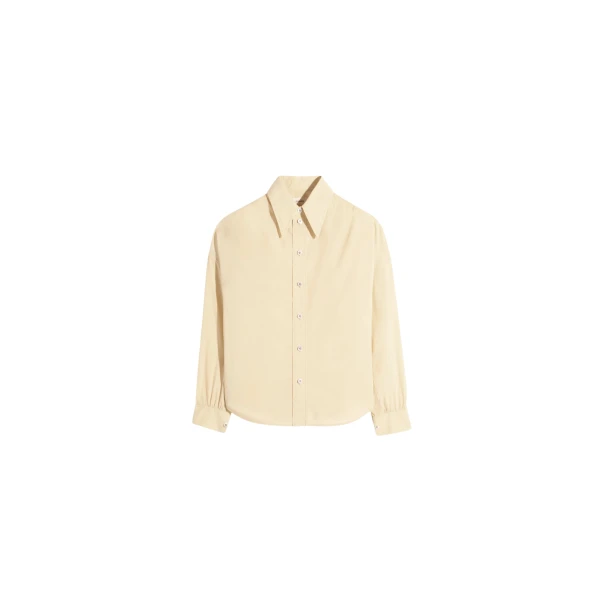 Lemaire Soft Pointed Collar Shirt in Washed Cotton Muslin - Tops - Parisian Minimalist Luxury at Luxury Shoes 
