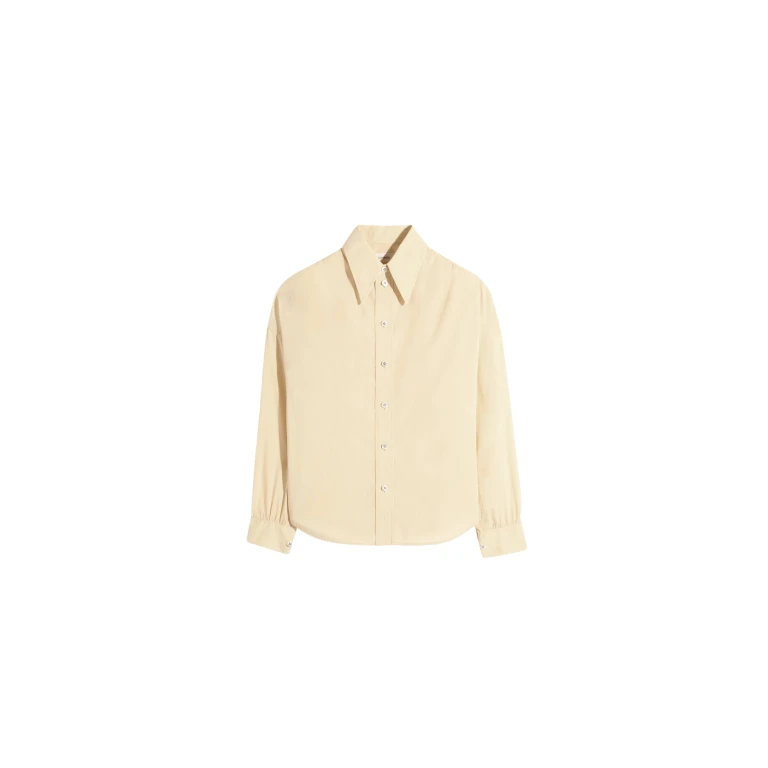 Lemaire Soft Pointed Collar Shirt in Washed Cotton Muslin - Tops - Parisian Minimalist Luxury at Luxury Shoes 