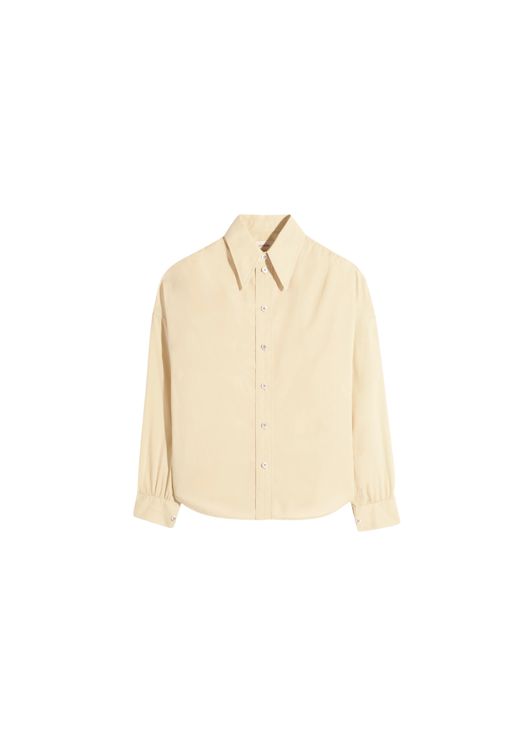 Lemaire Soft Pointed Collar Shirt in Washed Cotton Muslin - Tops - Parisian Minimalist Luxury at Luxury Shoes 