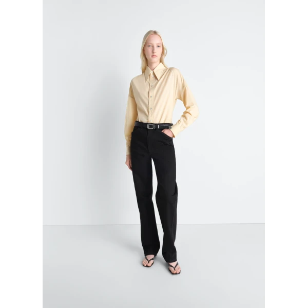 Lemaire Soft Pointed Collar Shirt in Washed Cotton Muslin - Tops - Parisian Minimalist Luxury at Luxury Shoes 