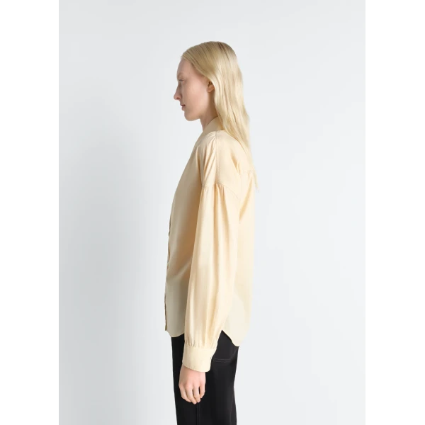 Lemaire Soft Pointed Collar Shirt in Washed Cotton Muslin - Tops - Parisian Minimalist Luxury at Luxury Shoes 