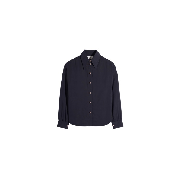 Lemaire Soft Pointed Collar Shirt in Washed Cotton Muslin - Tops - Parisian Minimalist Luxury at Luxury Shoes 