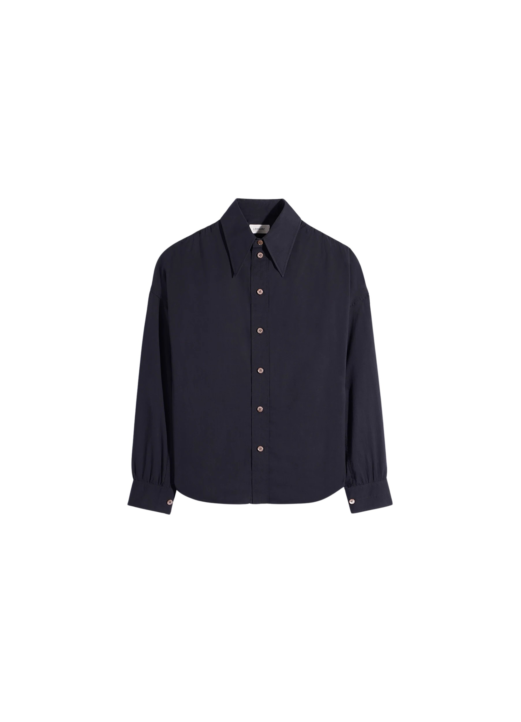 Lemaire Soft Pointed Collar Shirt in Washed Cotton Muslin - Tops - Parisian Minimalist Luxury at Luxury Shoes 