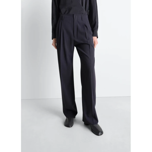 Lemaire Soft Tailored Pants in Wool Crepe - Pants - Parisian Minimalist Luxury at Luxury Shoes 