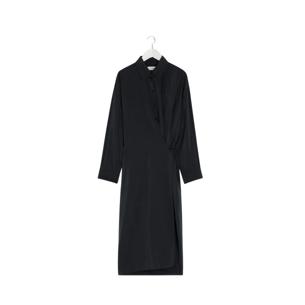 Lemaire Straight Collar Twisted Dress in Dry Silk - Dresses - Parisian Minimalist Luxury at Luxury Shoes 
