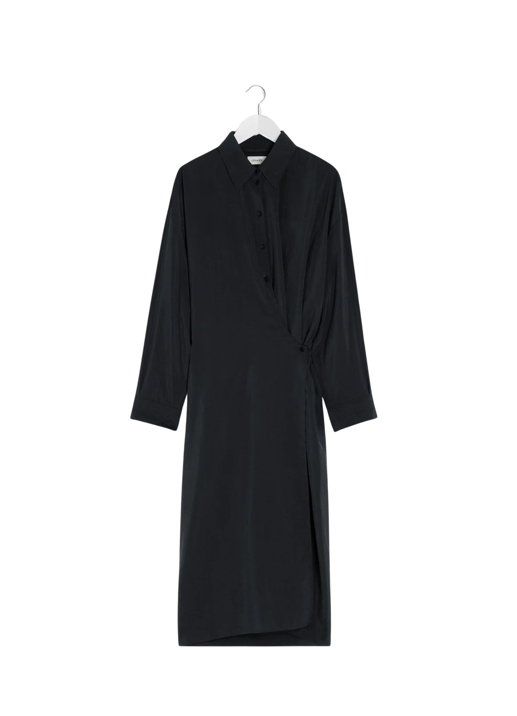 Lemaire Straight Collar Twisted Dress in Dry Silk - Dresses - Parisian Minimalist Luxury at Luxury Shoes 