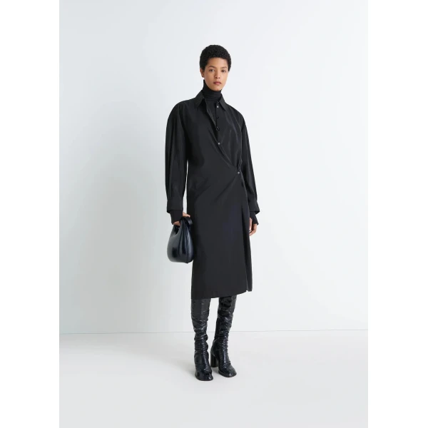 Lemaire Straight Collar Twisted Dress in Dry Silk - Dresses - Parisian Minimalist Luxury at Luxury Shoes 