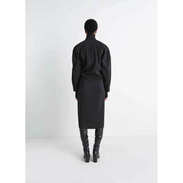 Lemaire Straight Collar Twisted Dress in Dry Silk - Dresses - Parisian Minimalist Luxury at Luxury Shoes 