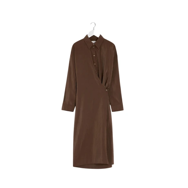 Lemaire Straight Collar Twisted Dress in Dry Silk