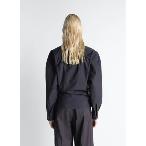 Lemaire Straight Collar Twisted Shirt in Cotton Silk - Tops - Parisian Minimalist Luxury at Luxury Shoes 