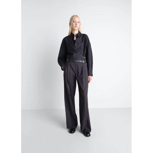 Lemaire Straight Collar Twisted Shirt in Cotton Silk - Tops - Parisian Minimalist Luxury at Luxury Shoes 