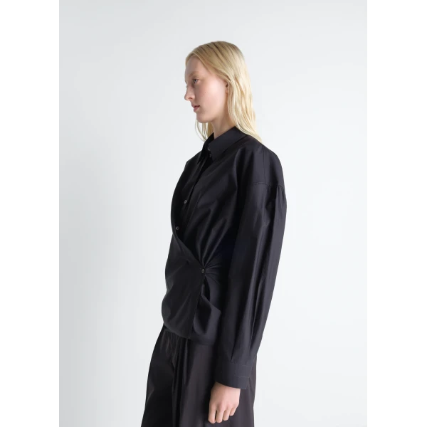 Lemaire Straight Collar Twisted Shirt in Cotton Silk - Tops - Parisian Minimalist Luxury at Luxury Shoes 