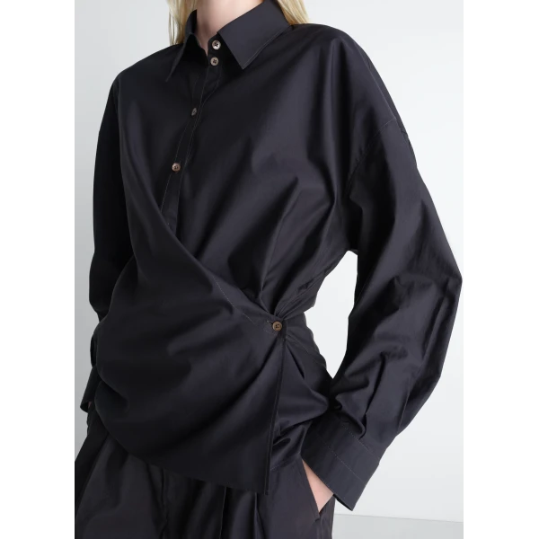 Lemaire Straight Collar Twisted Shirt in Cotton Silk - Tops - Parisian Minimalist Luxury at Luxury Shoes 