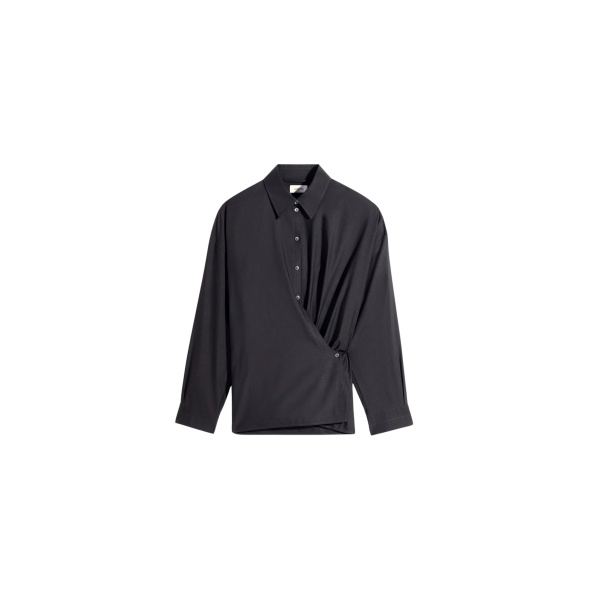 Lemaire Straight Collar Twisted Shirt in Cotton Silk - Tops - Parisian Minimalist Luxury at Luxury Shoes 