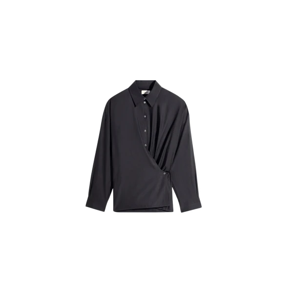 Lemaire Straight Collar Twisted Shirt in Cotton Silk - Tops - Parisian Minimalist Luxury at Luxury Shoes 