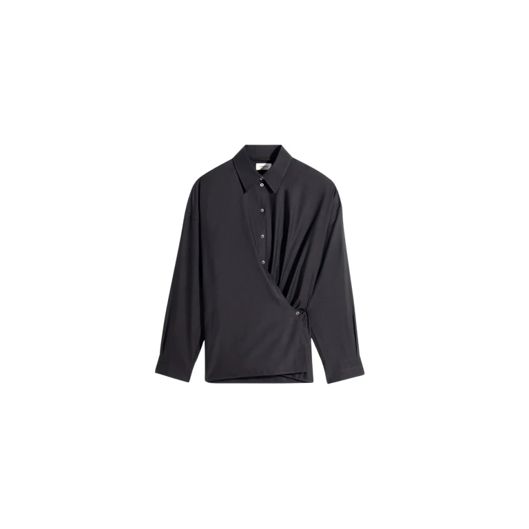 Lemaire Straight Collar Twisted Shirt in Cotton Silk - Tops - Parisian Minimalist Luxury at Luxury Shoes 