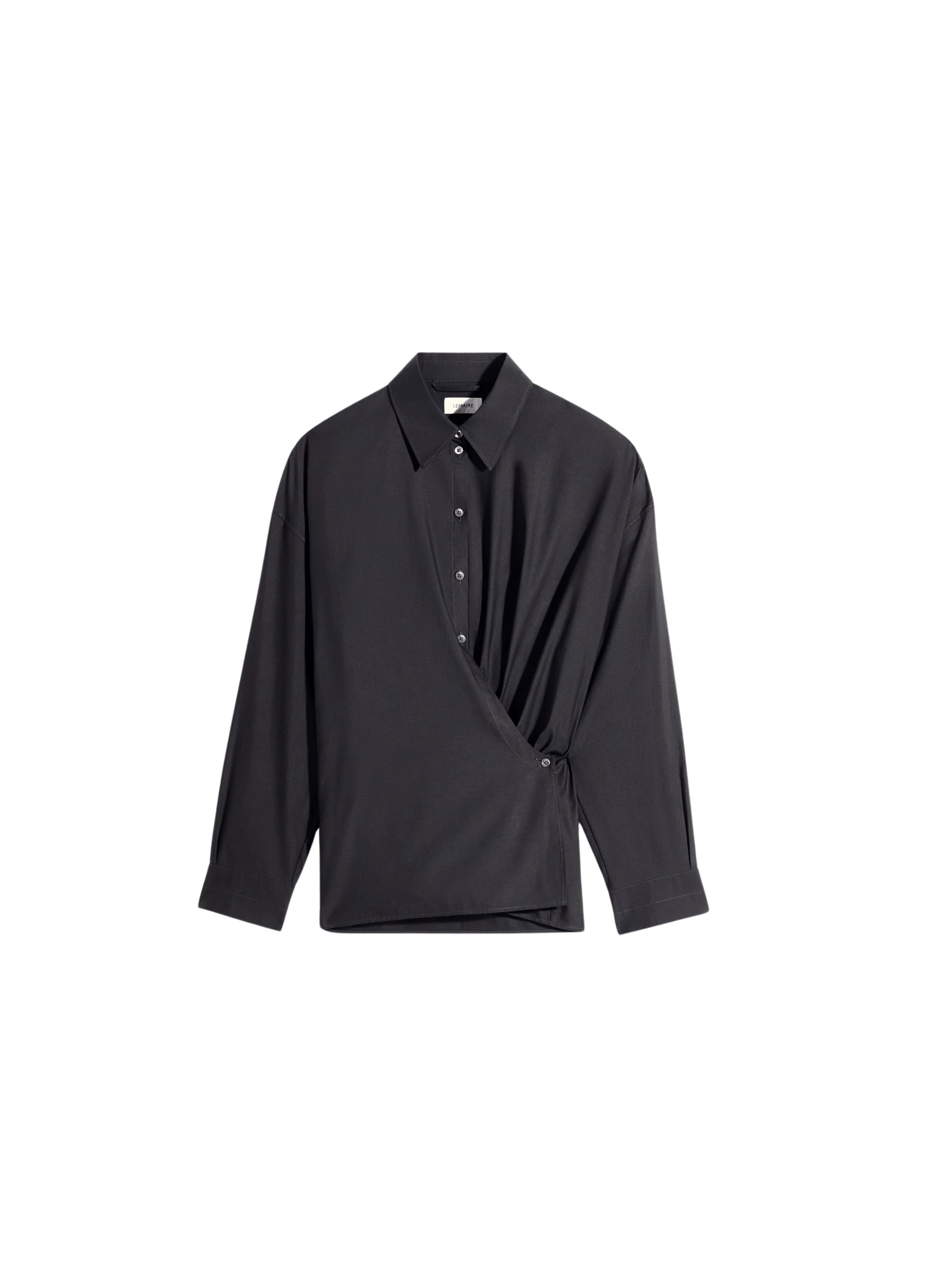 Lemaire Straight Collar Twisted Shirt in Cotton Silk - Tops - Parisian Minimalist Luxury at Luxury Shoes 