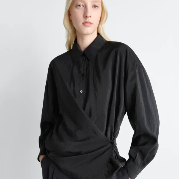 Lemaire Straight Collar Twisted Shirt in Dry Silk, view 3