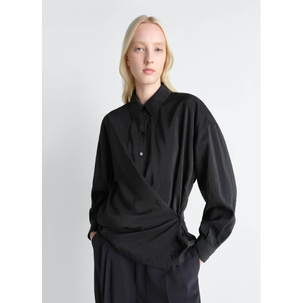 Lemaire Straight Collar Twisted Shirt in Dry Silk - Tops - Parisian Minimalist Luxury at Luxury Shoes 