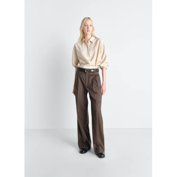 Lemaire Straight Collar Twisted Shirt in Dry Silk - Tops - Parisian Minimalist Luxury at Luxury Shoes 