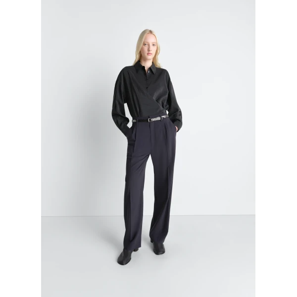 Lemaire Straight Collar Twisted Shirt in Dry Silk - Tops - Parisian Minimalist Luxury at Luxury Shoes 
