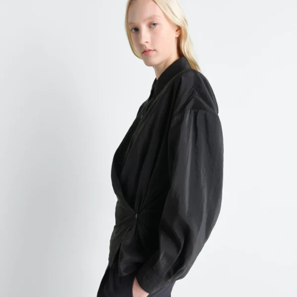Lemaire Straight Collar Twisted Shirt in Dry Silk, view 5