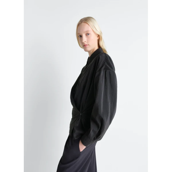 Lemaire Straight Collar Twisted Shirt in Dry Silk - Tops - Parisian Minimalist Luxury at Luxury Shoes 