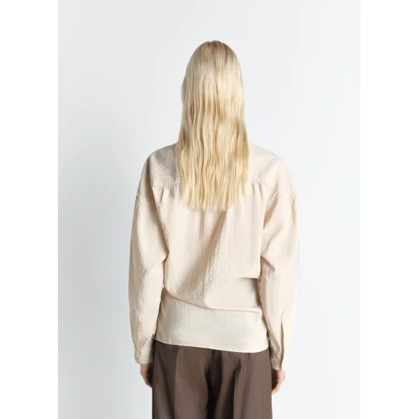 Lemaire Straight Collar Twisted Shirt in Dry Silk - Tops - Parisian Minimalist Luxury at Luxury Shoes 
