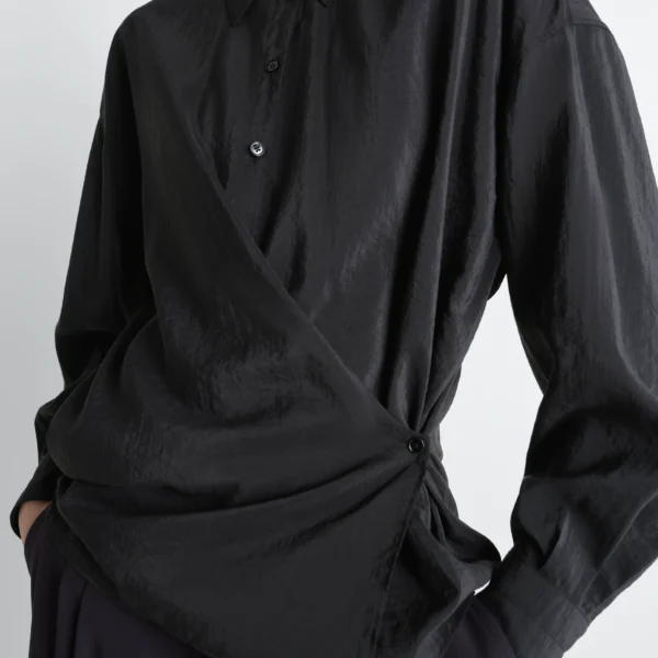 Lemaire Straight Collar Twisted Shirt in Dry Silk, view 6