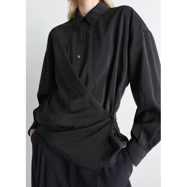 Lemaire Straight Collar Twisted Shirt in Dry Silk - Tops - Parisian Minimalist Luxury at Luxury Shoes 