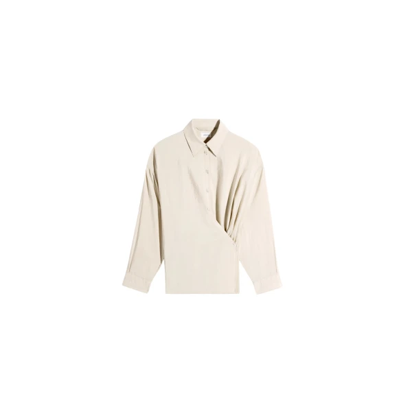 Lemaire Straight Collar Twisted Shirt in Dry Silk - Tops - Parisian Minimalist Luxury at Luxury Shoes 