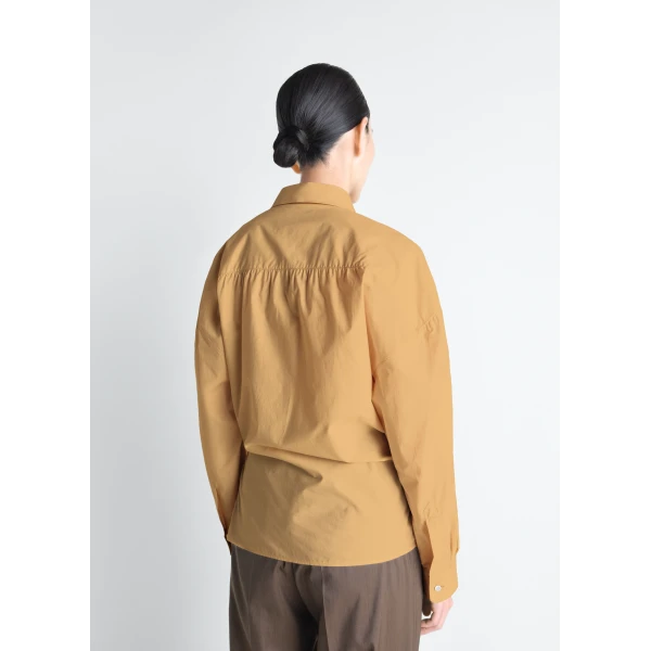 Lemaire Straight Collar Twisted Shirt in Washed Cotton Silk - Tops - Parisian Minimalist Luxury at Luxury Shoes 