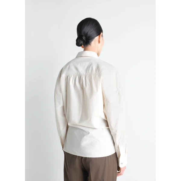 Lemaire Straight Collar Twisted Shirt in Washed Cotton Silk - Tops - Parisian Minimalist Luxury at Luxury Shoes 