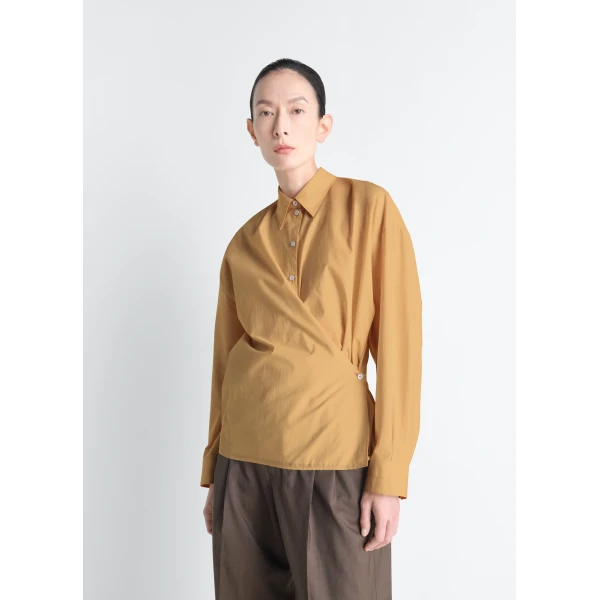 Lemaire Straight Collar Twisted Shirt in Washed Cotton Silk - Tops - Parisian Minimalist Luxury at Luxury Shoes 