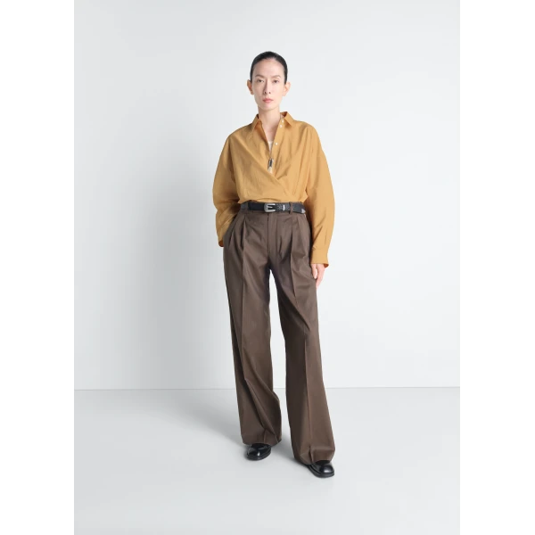 Lemaire Straight Collar Twisted Shirt in Washed Cotton Silk - Tops - Parisian Minimalist Luxury at Luxury Shoes 
