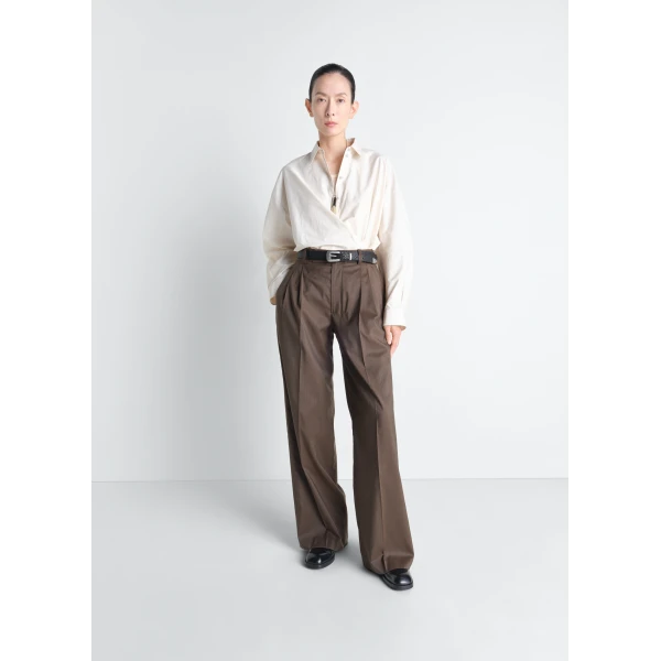 Lemaire Straight Collar Twisted Shirt in Washed Cotton Silk - Tops - Parisian Minimalist Luxury at Luxury Shoes 
