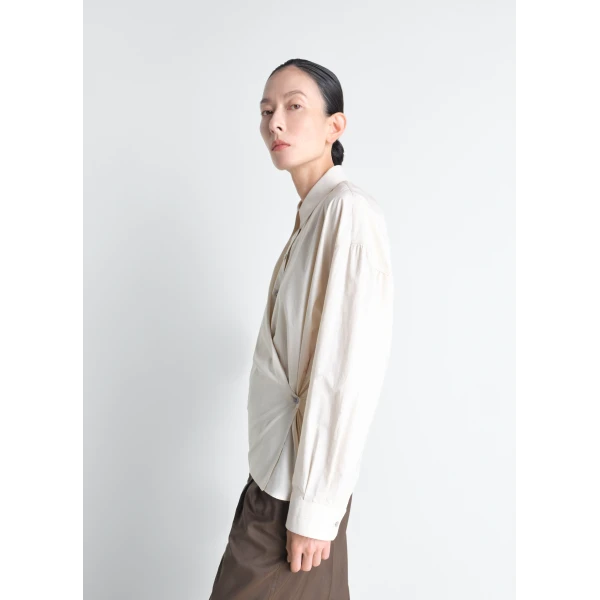 Lemaire Straight Collar Twisted Shirt in Washed Cotton Silk - Tops - Parisian Minimalist Luxury at Luxury Shoes 