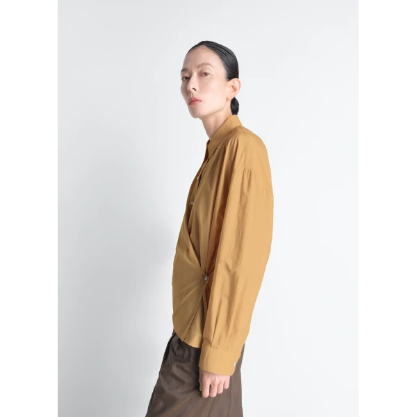 Lemaire Straight Collar Twisted Shirt in Washed Cotton Silk - Tops - Parisian Minimalist Luxury at Luxury Shoes 
