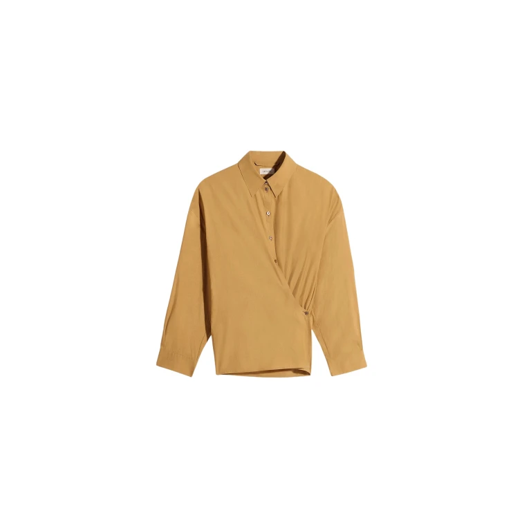 Lemaire Straight Collar Twisted Shirt in Washed Cotton Silk - Tops - Parisian Minimalist Luxury at Luxury Shoes 