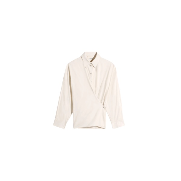 Lemaire Straight Collar Twisted Shirt in Washed Cotton Silk - Tops - Parisian Minimalist Luxury at Luxury Shoes 
