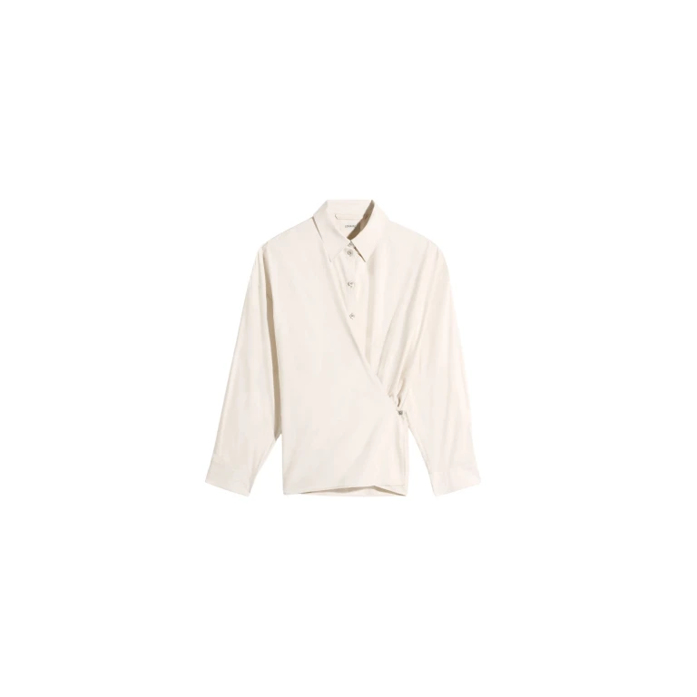 Lemaire Straight Collar Twisted Shirt in Washed Cotton Silk - Tops - Parisian Minimalist Luxury at Luxury Shoes 