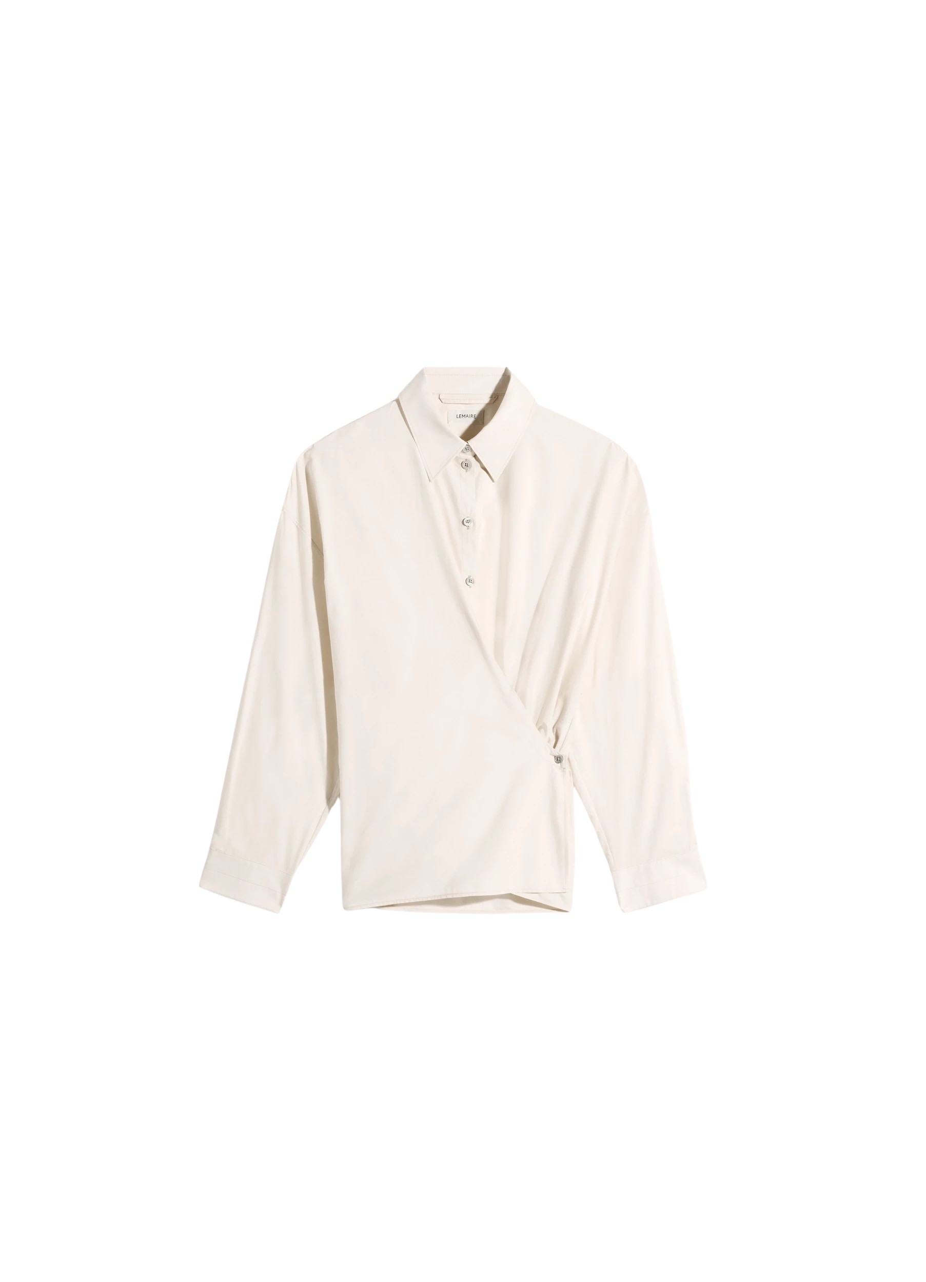 Lemaire Straight Collar Twisted Shirt in Washed Cotton Silk - Tops - Parisian Minimalist Luxury at Luxury Shoes 