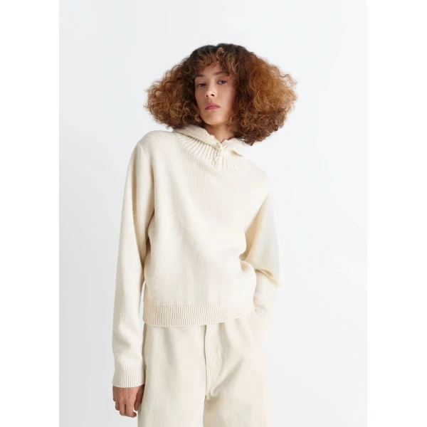 Lemaire Sweater with Hood in Wool Alpaca - Knitwear - Parisian Minimalist Luxury at Luxury Shoes 