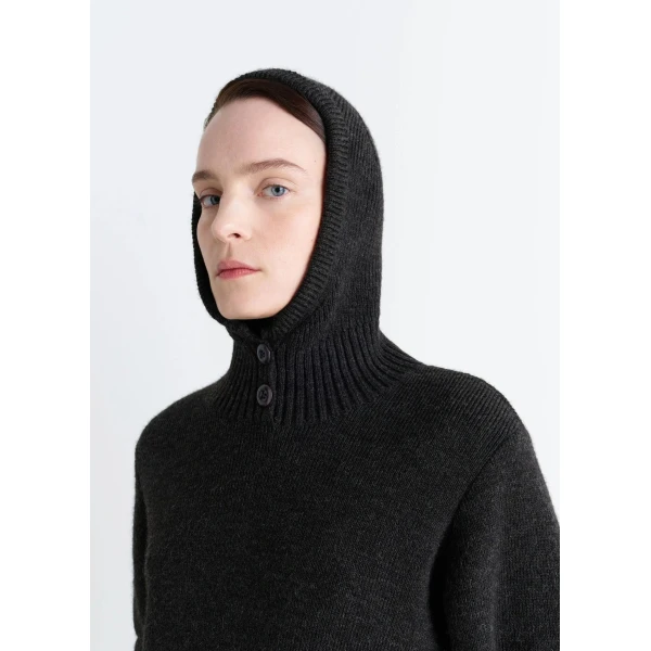 Lemaire Sweater with Hood in Wool Alpaca - Knitwear - Parisian Minimalist Luxury at Luxury Shoes 