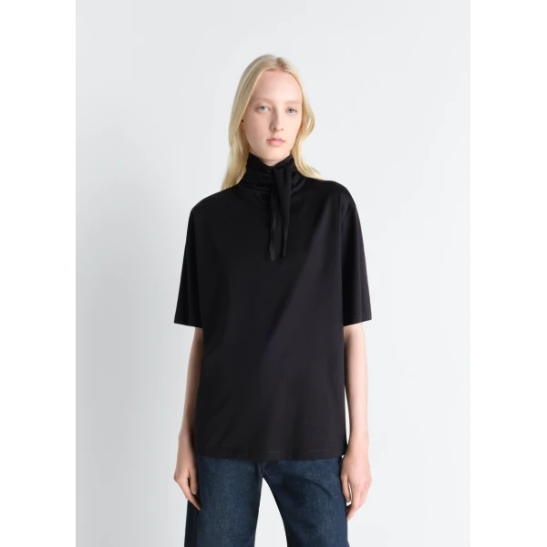 Lemaire T-shirt with Foulard in Jersey - Tops - Parisian Minimalist Luxury at Luxury Shoes 