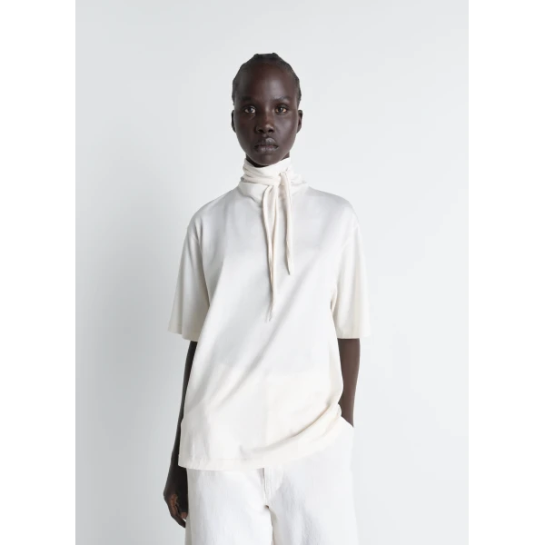 Lemaire T-shirt with Foulard in Jersey - Tops - Parisian Minimalist Luxury at Luxury Shoes 