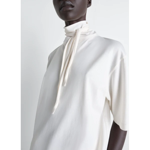 Lemaire T-shirt with Foulard in Jersey - Tops - Parisian Minimalist Luxury at Luxury Shoes 