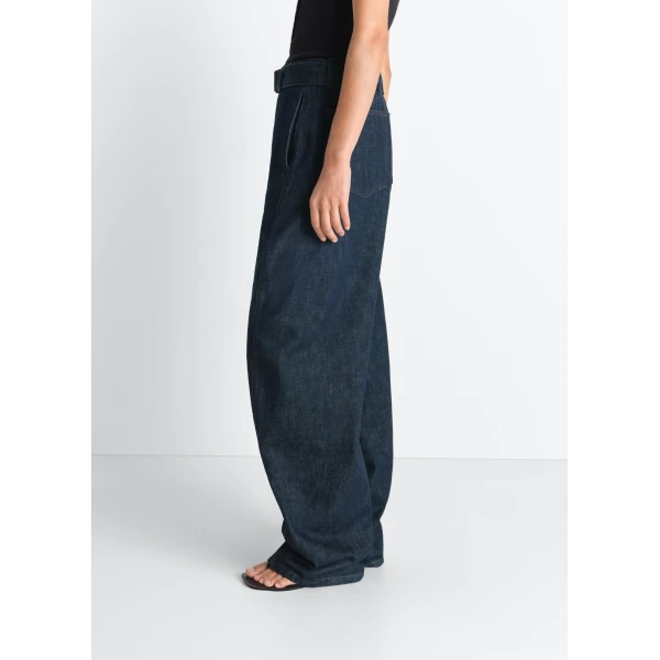 Lemaire Twisted Belted Pants in Denim - Pants - Parisian Minimalist Luxury at Luxury Shoes 